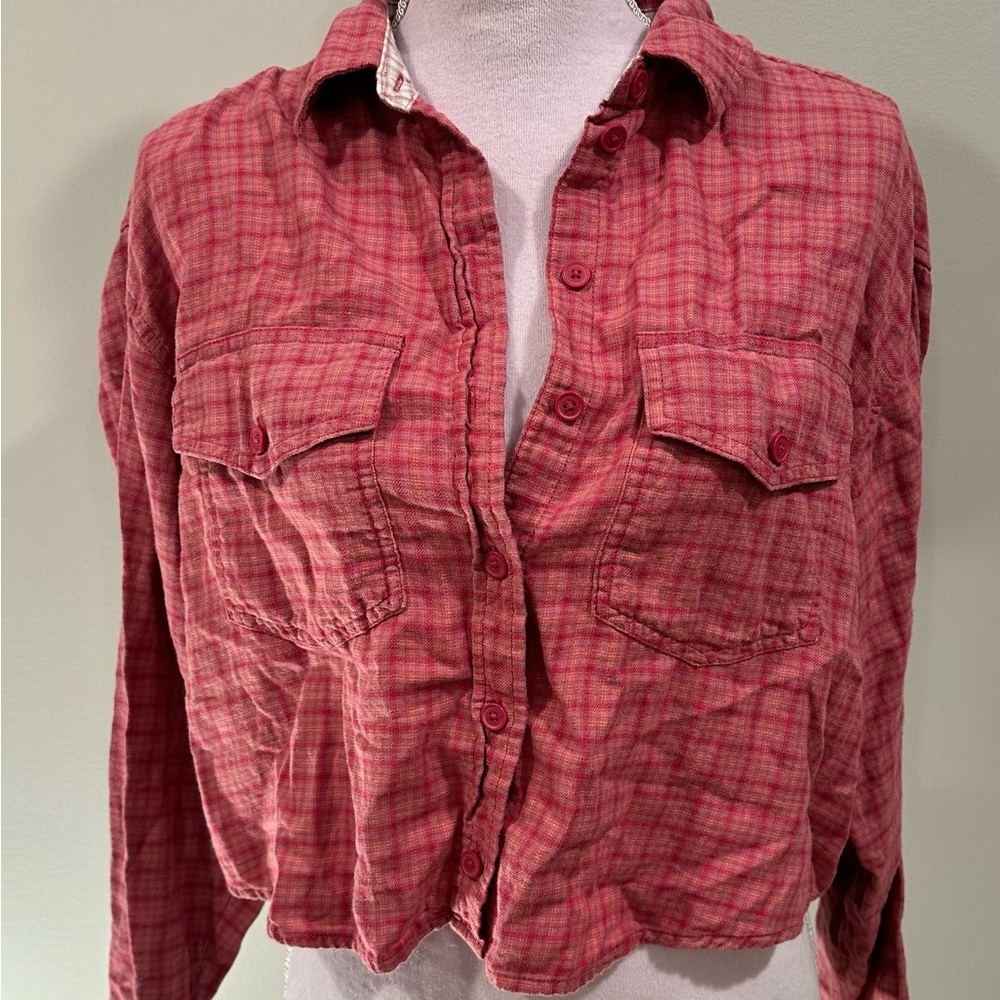 American Eagle cropped flannel